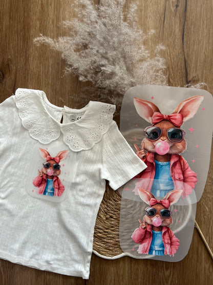 Bügelbild Osterhase mit Kaugummi - Mädchen