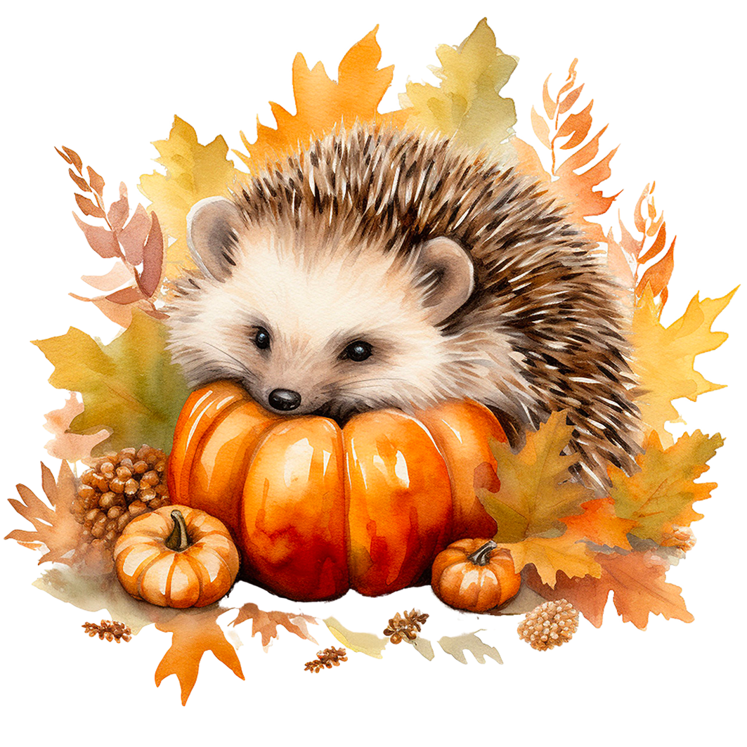 Sticker Igel Mecki mit Kürbis