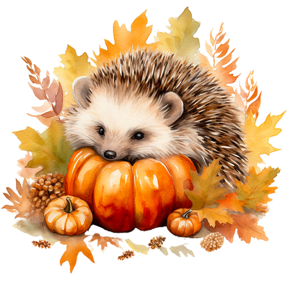 Sticker Igel Mecki mit Kürbis