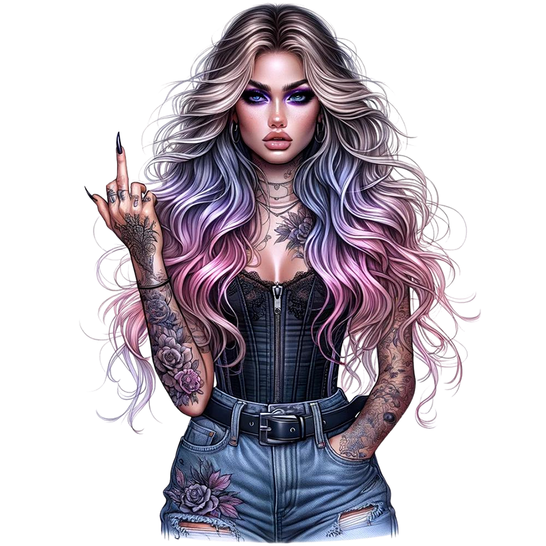 Sticker Ink Girl - Mittelfinger