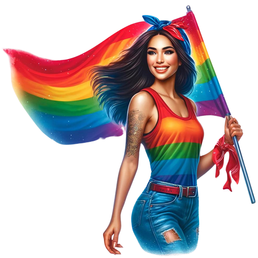 Sticker Ink Girl - Regenbogenflagge