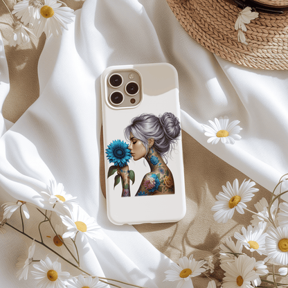 Sticker Ink Girl - blaue Blume