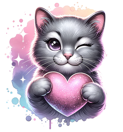 Sticker Katze mit Herzchen