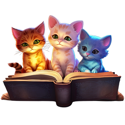 Sticker Kitten Buch lesend