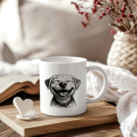 Sticker Lachender Hund farblos