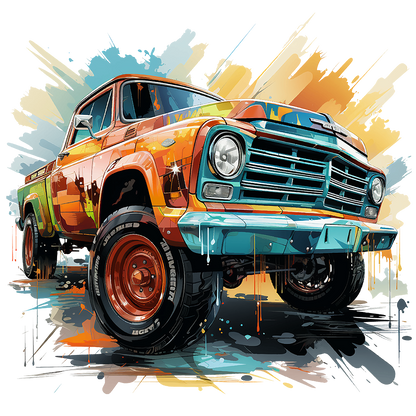 Sticker SUV orange/blau