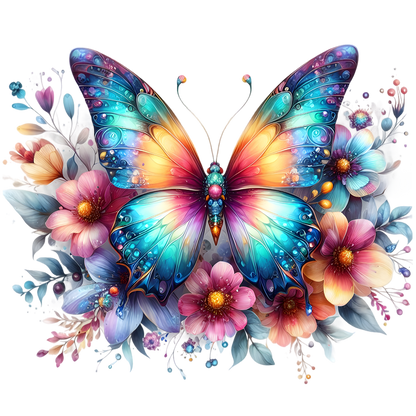 Sticker Schmetterling auf Blumen