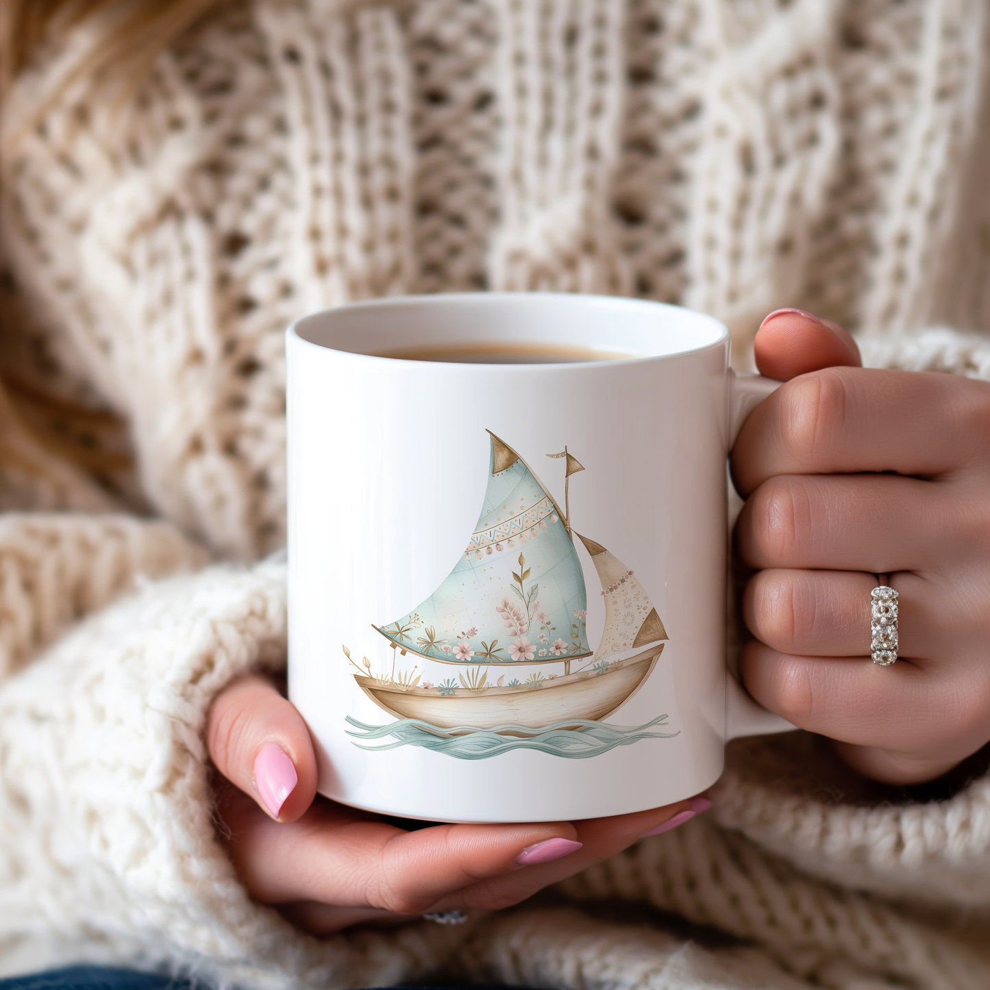 Sticker Segelboot - blumig