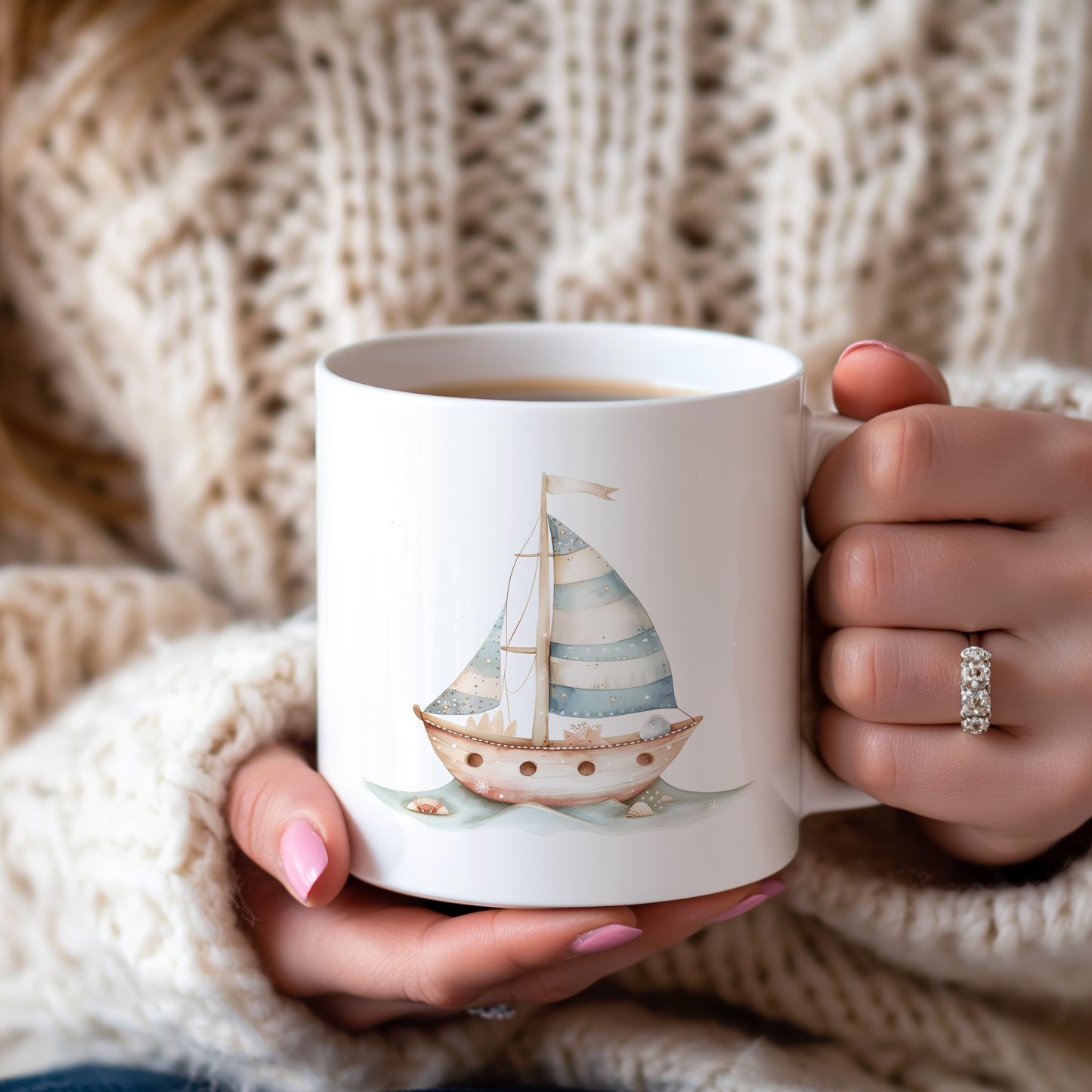 Sticker Segelboot gestreift