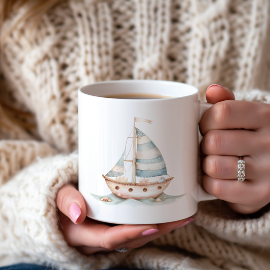 Sticker Segelboot gestreift