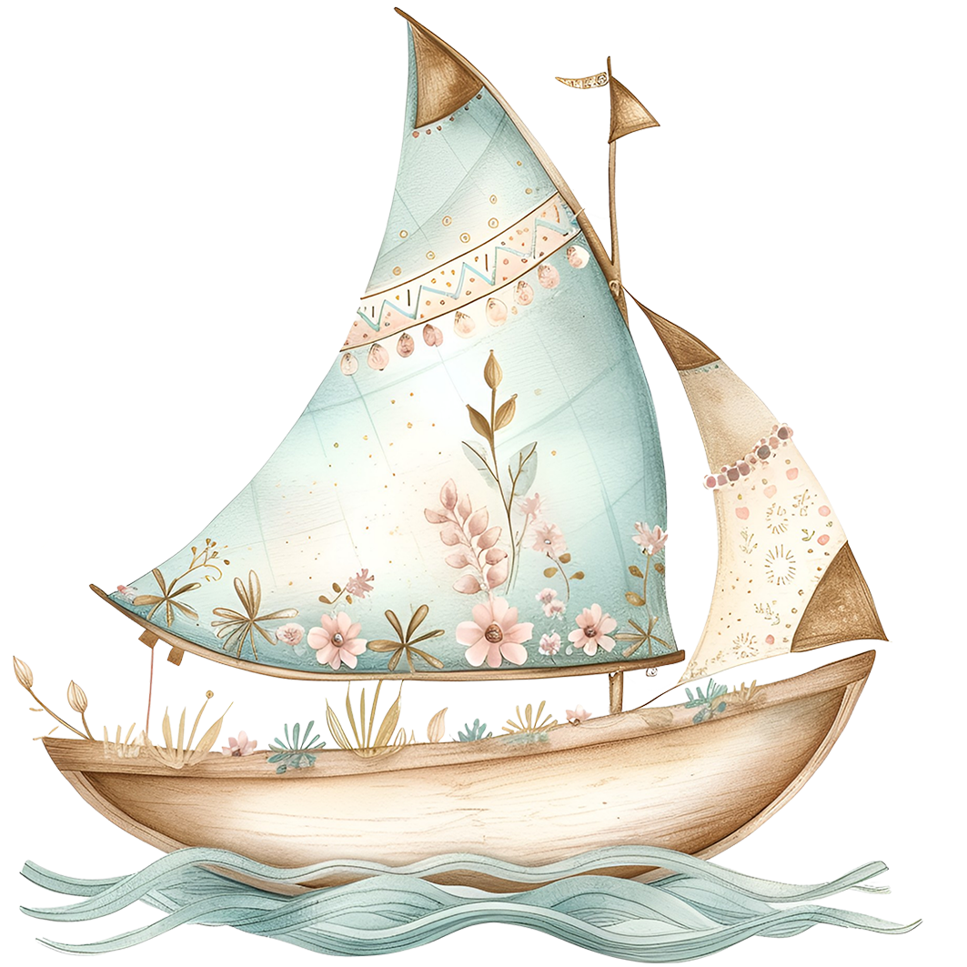 Sticker Segelboot - blumig