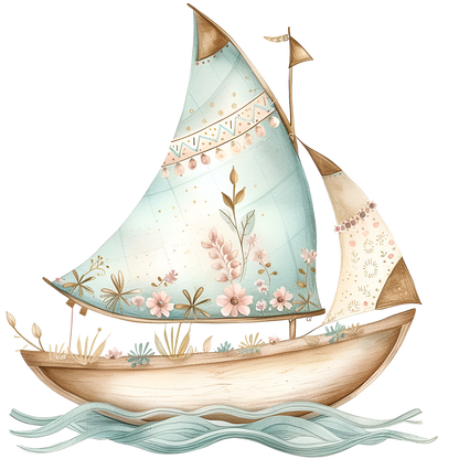 Sticker Segelboot - blumig