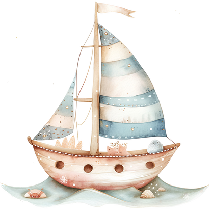 Sticker Segelboot gestreift
