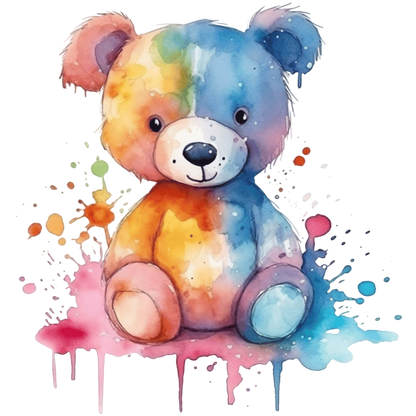 Bügelbild Teddy Aqurellmalerei