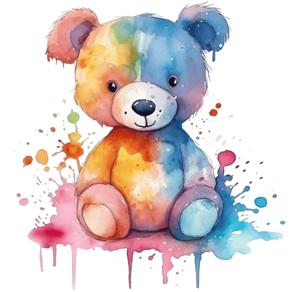 Sticker Teddy Aqurellmalerei