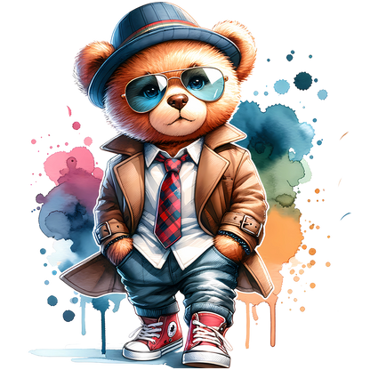 Sticker Teddy Fred mit Mantel und Hut