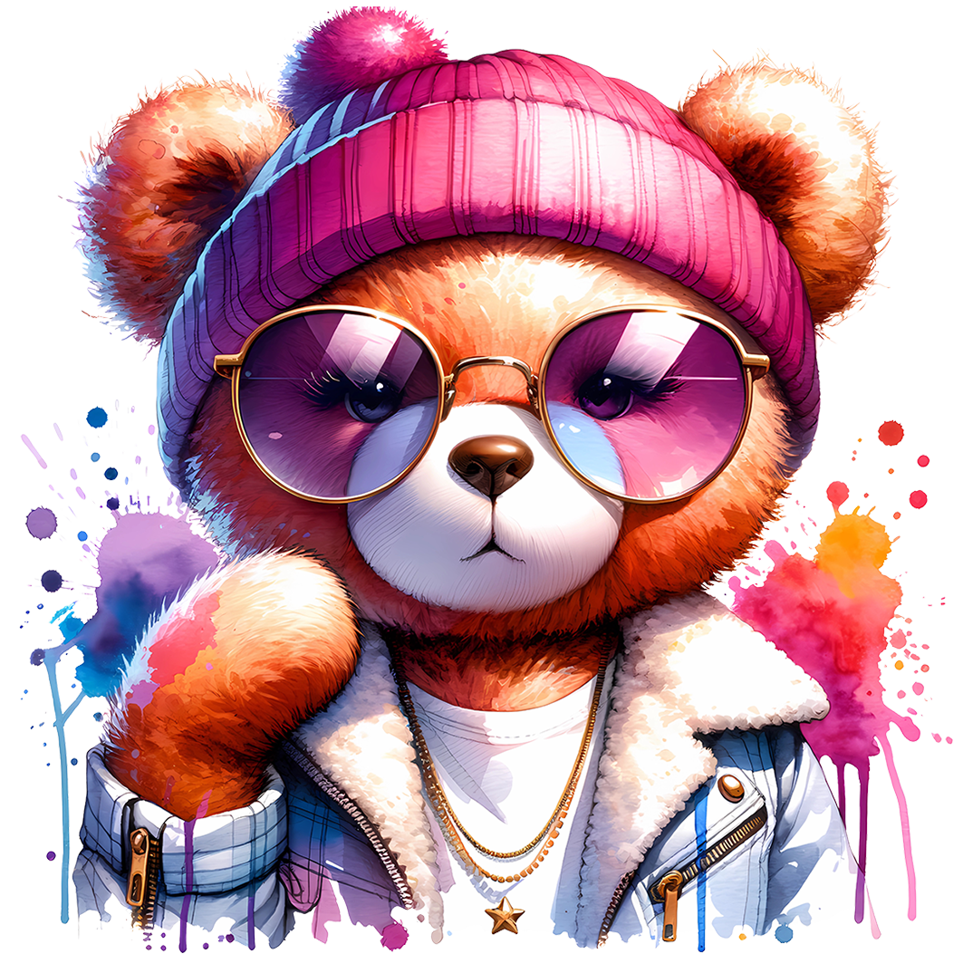 Sticker Teddy Wilma mit pinker Mütze