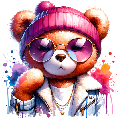 Sticker Teddy Wilma mit pinker Mütze