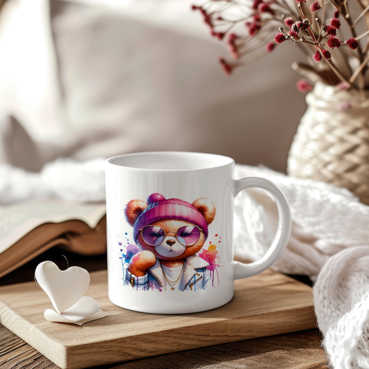 Sticker Teddy Wilma mit pinker Mütze