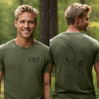Bügelbild Papa mit 2 Kindern
